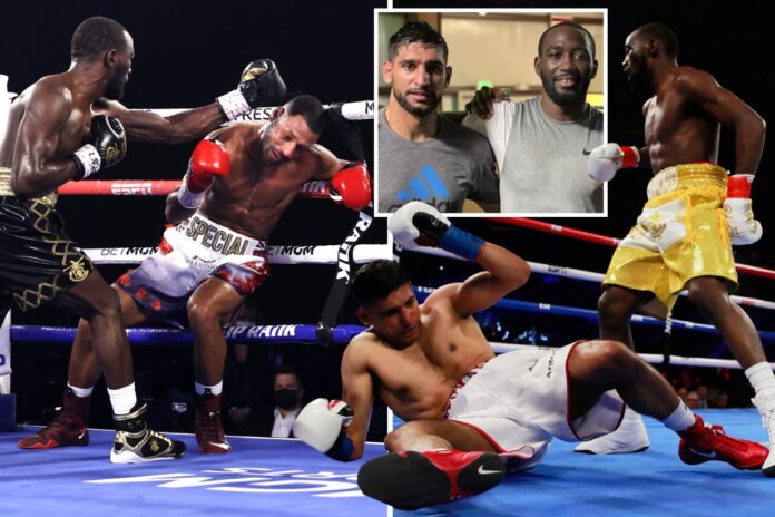 Watch Amir Khan train with Terence Crawford as old rivals team-up to take down common enemy Kell Brook