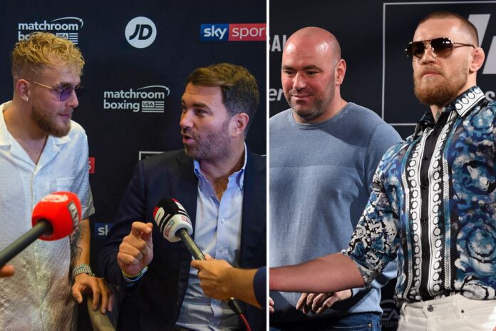 Jake Paul urged by Eddie Hearn to face Conor McGregor NEXT but promoter fears Dana White feud may stop 'massive fight'