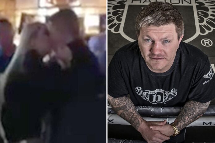 Boxing legend Ricky Hatton snogs mystery woman in pub after watching Man City's draw with Southampton